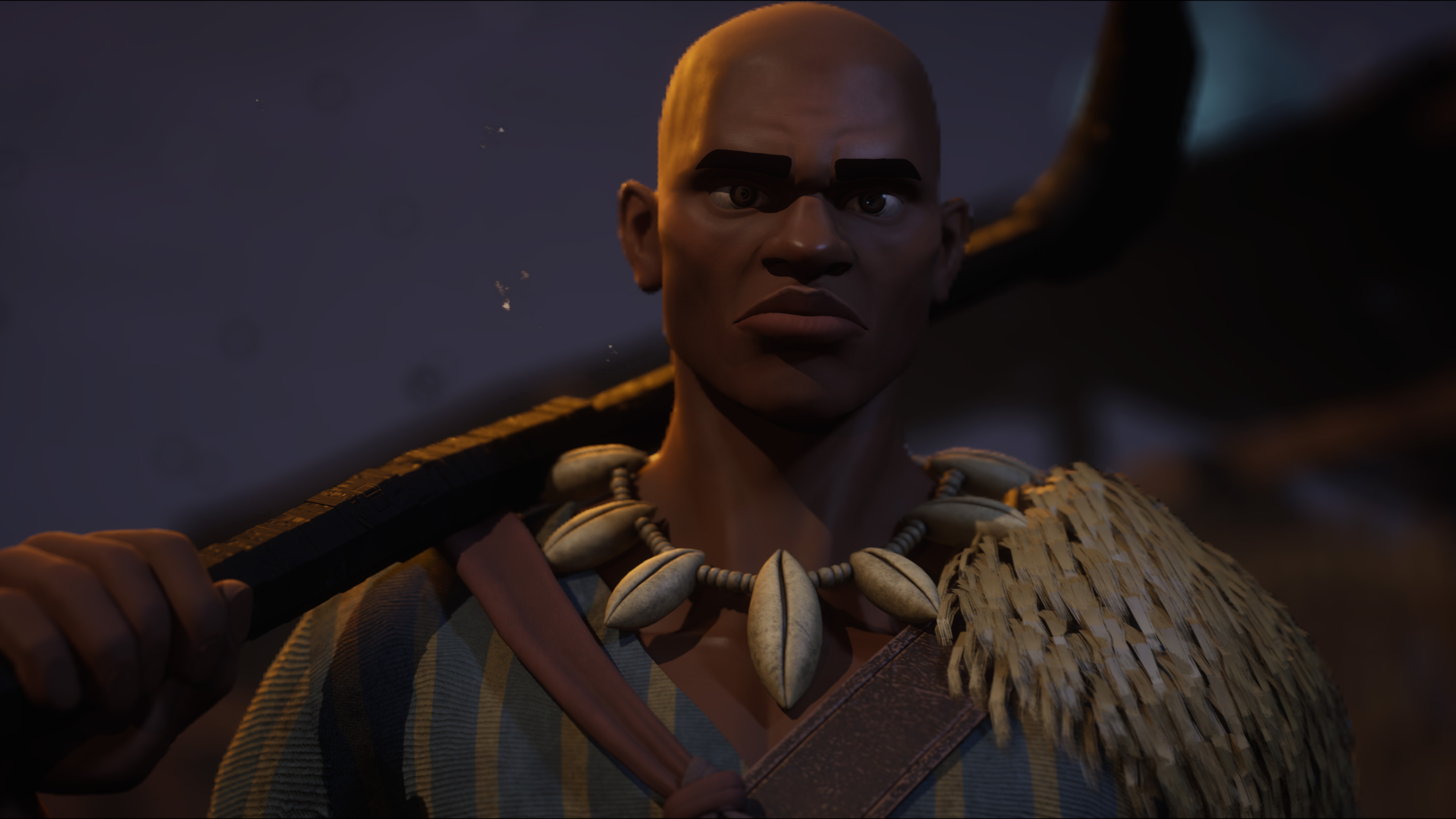 Hell Bleeds warrior looking toward the camera